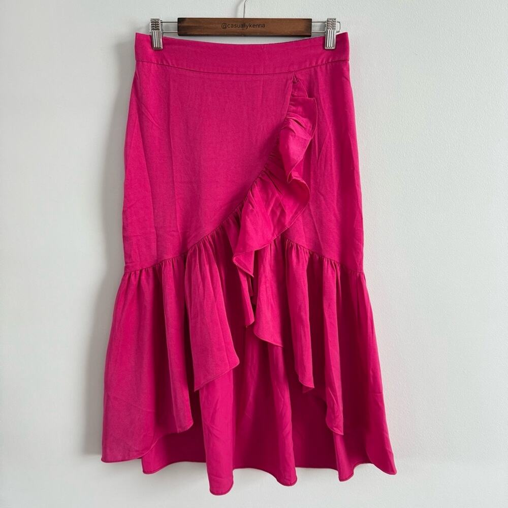 Lulumari | Women’s Hot Pink Ruffle High Low Skirt Dance Vacation Flirty Date M